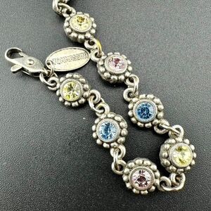 Tommassini Multi Color Crystal Link Bracelet silver tone